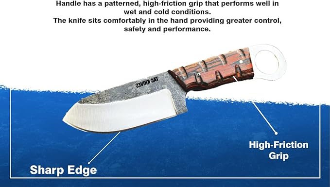 TAC KNIVES 7'' Full Tang Fixed Blade Outdoor Camping Hunting Knife In Sheath Gift For Him | 1095 High Carbon Steel | SKINNER Gift Cowboy knives Pancake leather sheath (ORANGE)