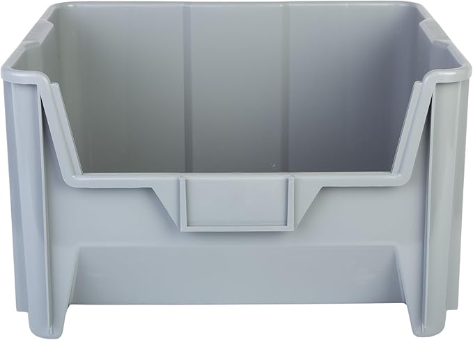 Hudson Exchange 20 x 15 x 12.5 (1 Pack) Plastic Giant Stackable Hopper Bin Container Gray