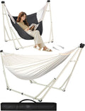 Anyoo 2 in 1 Hammock and Swinging Chair with Collapsible Steel Stand &amp Carrying CasePortable &amp AdjustableEasy Set Up for OutdoorIndoorPorch SwingPatioGardenCamping Trip