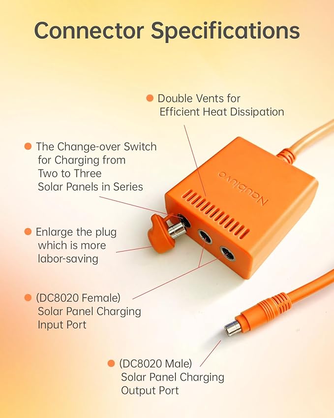 Solar Panel Connectors for Jackery Explorer Portable Power Station 3000 Pro / 2000 Plus/ 2000 V2/ 1000 Plus/ 1000 V2 and Solar Panel SolarSaga 200W/100W for 2 or 3 Solar Panels Connection