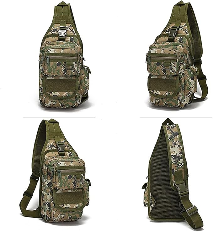 Tactical Backpack Waterproof Military Cross-body Molle Sling Shoulder Backpack Chest Bag for Outdoor Every Day Carry (Jungle Digital)