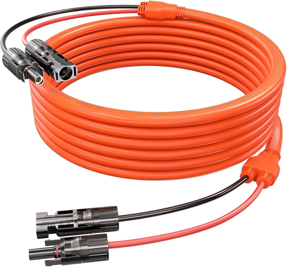 40Ft 10AWG Solar Extension Cable - Tonton 6mm² One-Piece Upgrade Integrated Wire Solar Cable with Male and Female Connectors Waterproof PV Wire for Home Boat and RV Solar Panel (10AWG 40FT 12M)