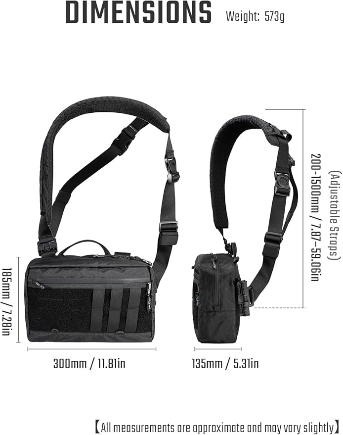 TACTICAL_GEEK L3 Pro EDC Crossbody Bag Chest Bag with Adjustable StrapDaily Carry Sling Pack Large Capacity Daypack Organizer for Camera Drones（X-PAC Black）