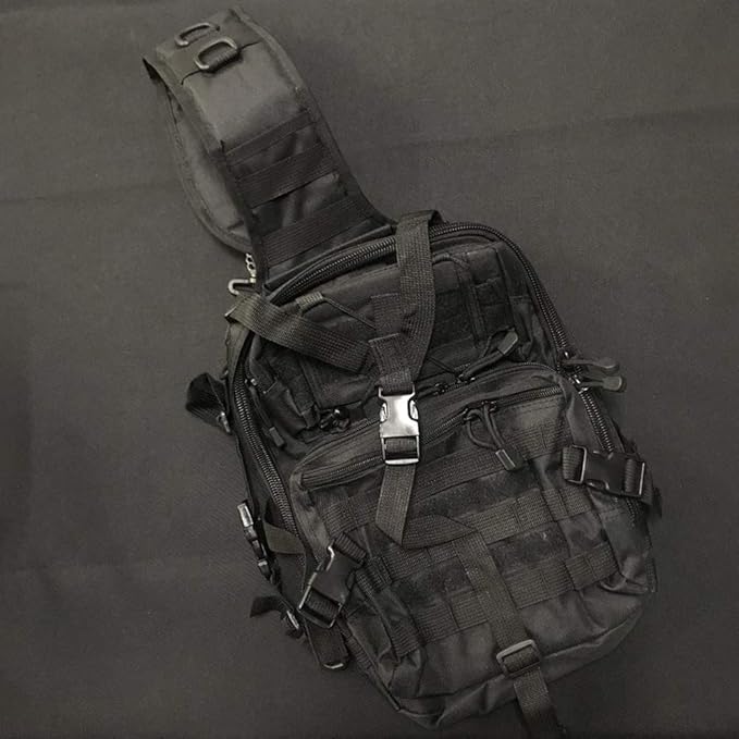 Tactical Chest Bag Military Shoulder Bag Large Capacity Crossbody Bag Sling Backpack for Travel Hiking Camping (As Shown)