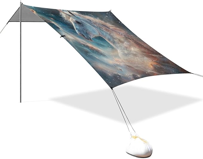 ALAZA Unicorn Head Nebula Beach Tent Sun Shelter Portable Canopy Sunshade for Outdoor Camping Picnics Backyard Fun 10x9 ft