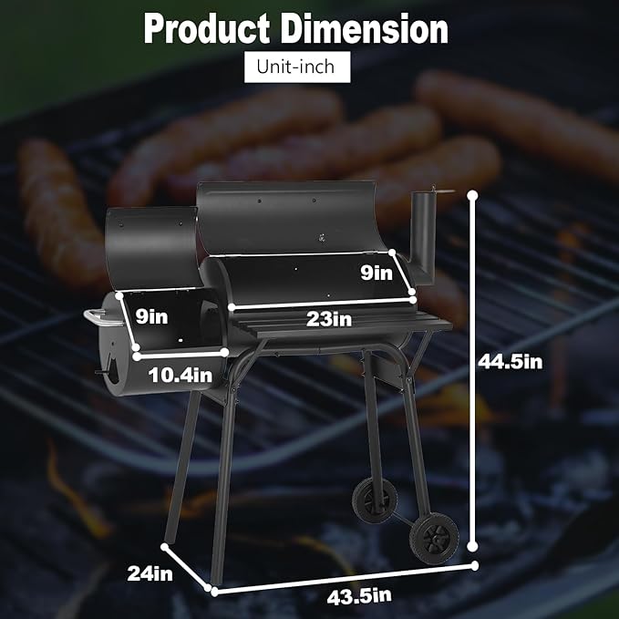 FDW Charcoal Grills 43-inch Outdoor GrillMultiple People BBQ Grill with Double Grill Mesh DesignSmoker Grill for CampingOutdoor BackyardPatio and PartiesBlack