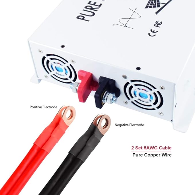 WZRELB Off Grid 3500W Pure Sine Wave 12V DC to 120V AC Solar Power Inverter Home Power Generator