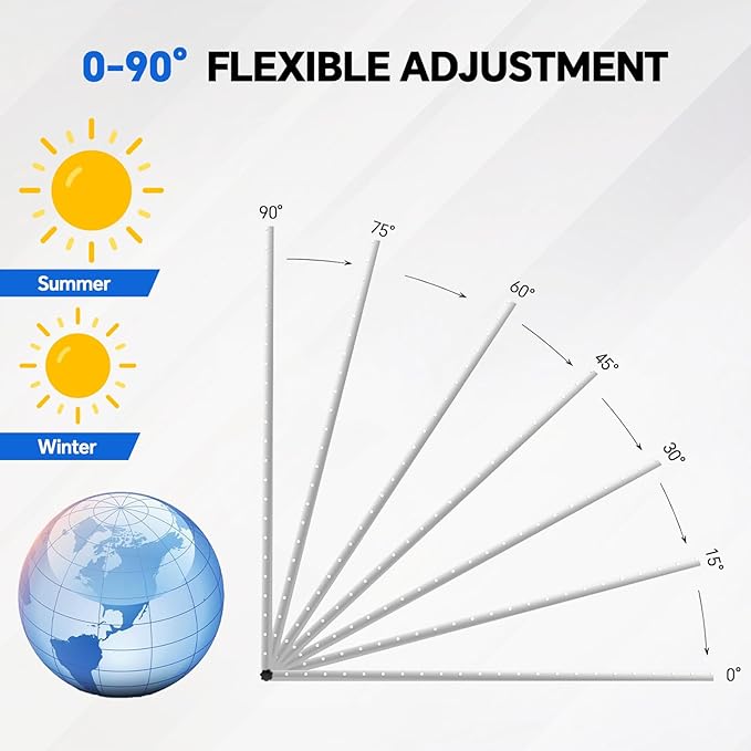 45 Inch 4 Sets Solar Panel Mounting Brackets Kit 0-90 Adjustable Solar Panel Tilt Mount Brackets for 100-400W Panels Windproof for RoofRVGround Boat and Off-Grid . (4Sets Upgrade)