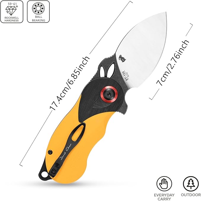 Sitivien ST159 Folding KnifeK110 Steel Blade with G10 Handle Chinese Zodiac Series EDC Tool Knife for Outdoor Camping Hiking Fishing(Yellow)