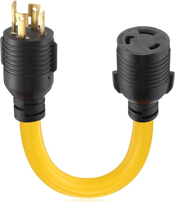 Tellegloww NEMA L14-30P to L6-30R Generator to Welder Adapter 30 Amp 4 Prong Male to 3 Prong Female Adapter Generator Welder EV Charger Power Cord 10 AWG STW 1FT ETL Listed
