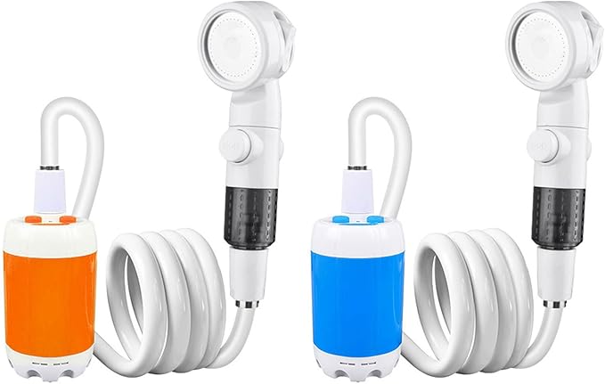 Pack of 2 Wireless Rechargeable Portable Shower Uprgades for Outdoor Camping Bathing Pet &amp Garden Watering
