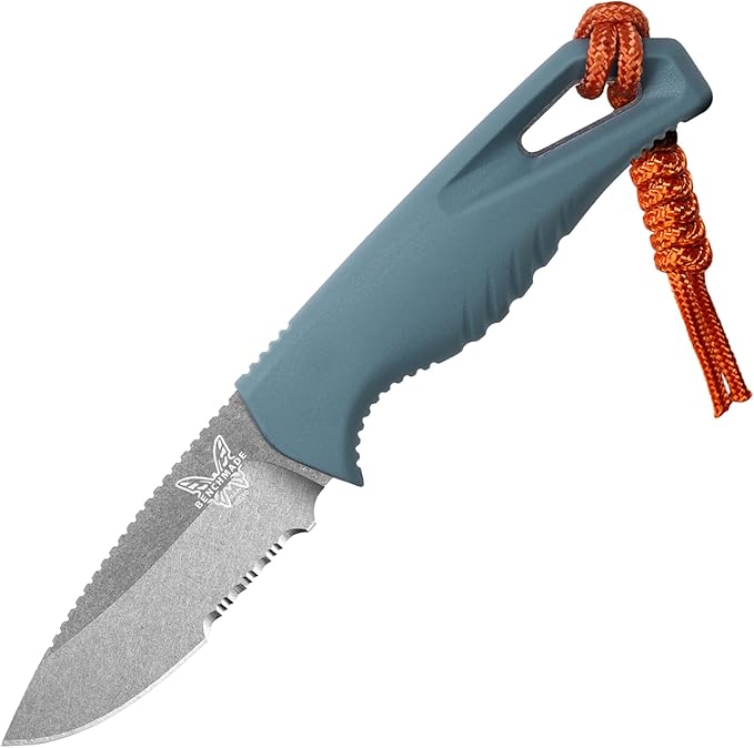 Benchmade - Intersect Outdoor Knife Drop-Point Serrated Blade Depth Blue Santoprene Handle (18050S)