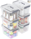 6 Quart Small Clear Latching Bins with Lids Plastic Storage Tote Box with Handle 6 Packs