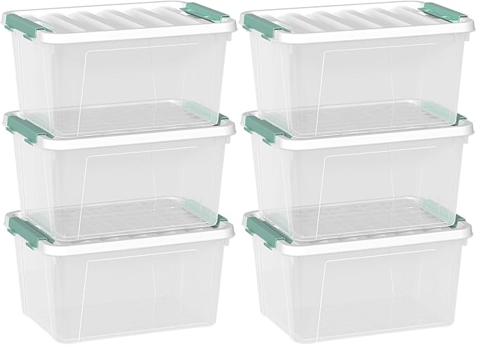 6-Pack Clear Plastic Storage Boxes 20 Quart Plastic Storage Bins with Lids