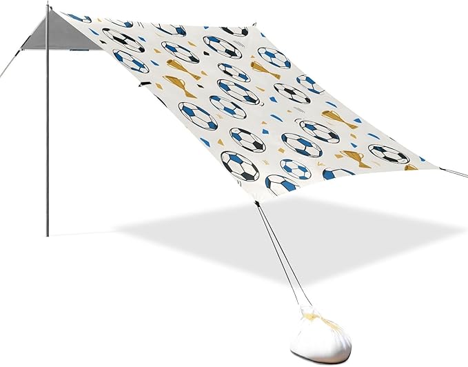 ALAZA Football Trophy Exercise Pattern Beach Tent Sun Shelter Portable Canopy Sunshade for Outdoor Camping Picnics Backyard Fun 10x9 ft