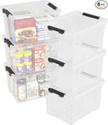 6-Pack 22 Qt Stackable Plastic Storage Bins with Wheels and Lids - Clear Rolling Plastic Organizers for Garage Pantry &amp Office