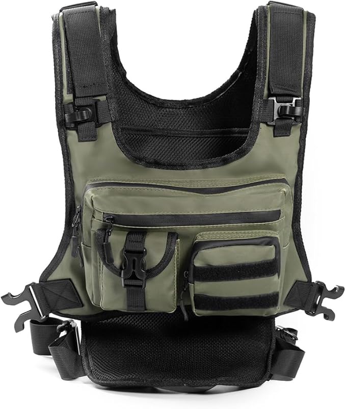 DONGKER Chest BagMulti-Pocket Hiking Travel Chest Pack with Zipper &amp MOLLE System for Hunting Cycling Climbing Fishing