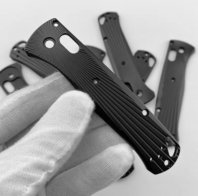 1 Pair Aluminum Alloy Scales in Black Fits for Bugout 535 CNC Blank Handle Patch DIY Replacement