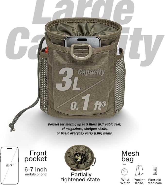 TSPRO MOLLE Tactical Dump Pouch with Adjustable Drawstring Closure for Magazines Ammo Tactical Vests &amp Duty Belts