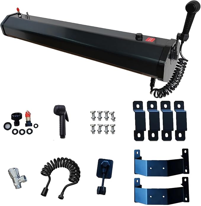Camping ShowerPortable Showers w/High Pressure Water Gun Spray Head.18L/20L/30L Pressurized Water TankRoof Rack Mount Road Shower 30L