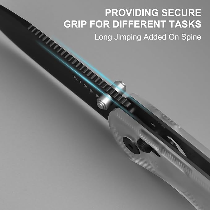 Kizer Drop Bear EDC Pocket Knife 2.97” Nitro-V Blade Acrylic Handle Folding Knife with Thumb Stud Opener Clutch Lock EDC Knives for Father Dad Gift V3619A11