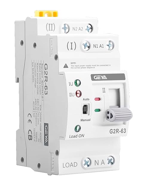 GEYA 2P 63A AC220V Automatic Transfer SwitchATS Dual Power Auto Transfer SwitchUninterruptible Millisecond-Level ATSDIN Rail Mounting（G2R 2P 63A AC220V）