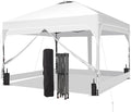 GDY 8x8 FT Pop Up Canopy Tent with One Push SetupSetup Gazebo with 4 PVC Transparent SidewallsEasy Carry for Events Parties Camping White