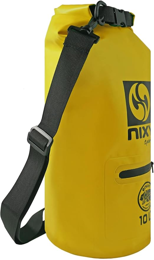 NIXY Waterproof Dry Bag 10L Roll Top - Lightweight and Durable for Paddleboarding Kayaking Hiking Camping Boating Beach Swimming Sailing and More - Yellow 10L