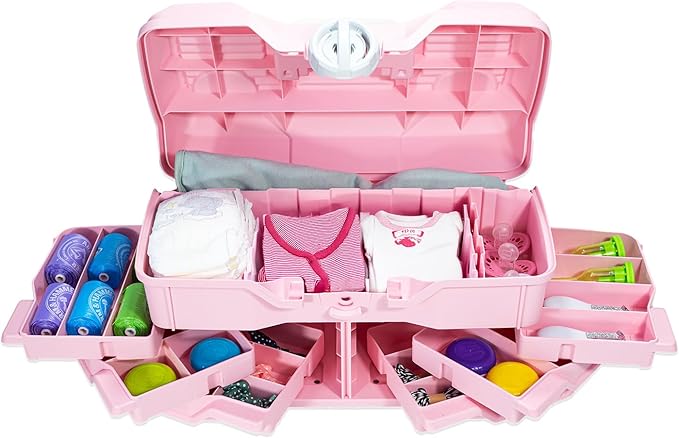 Best Kept | Portable Carrying Case | Diaper Caddy Organizer | Plastic | Portable Storage Box | Baby Shower For Girl | Newborn Essentials Must Haves | Baby Pink