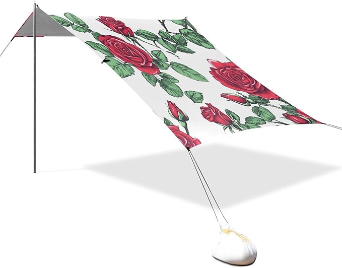 ALAZA Roses Flower for Summer Beach Tent Sun Shelter Portable Canopy Sunshade for Outdoor Camping Picnics Backyard Fun 10x9 ft