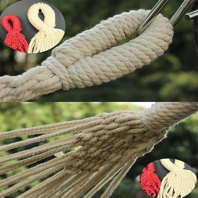 Portable Hammock Portable Outdoor Double Hammock Anti-Rollover Wall Hanging Camping Cotton and Linen Swing for Backpacking Beach