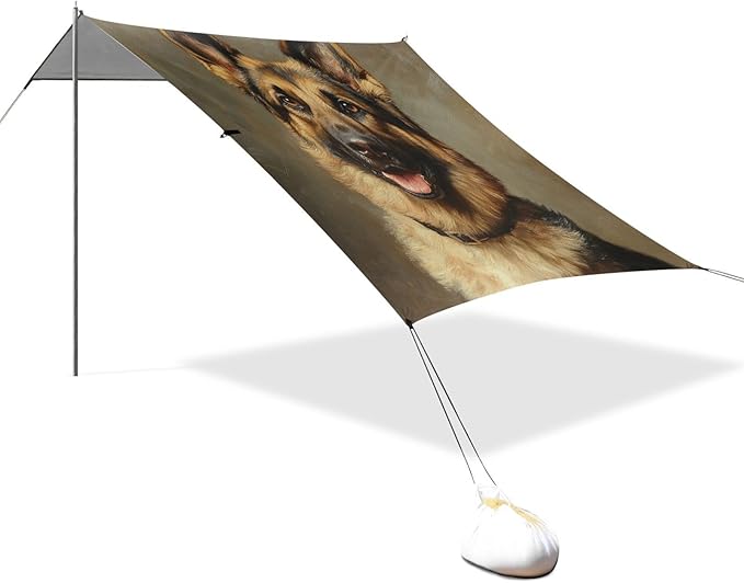 ALAZA German Shepherd Dog Painting Beach Tent Sun Shelter Portable Canopy Sunshade for Outdoor Camping Picnics Backyard Fun 10x9 ft