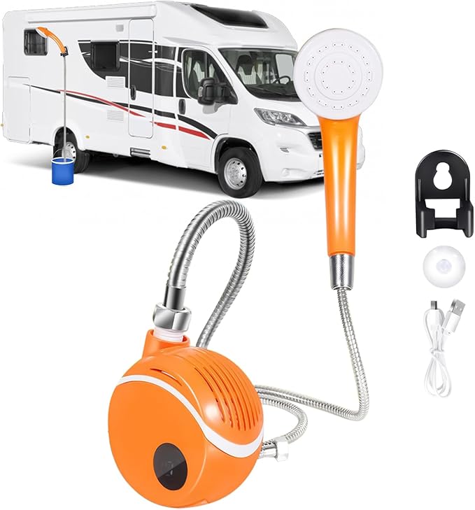 Portable Shower- Lightweight Handheld Sprayer Rechargeable Water Pump Durable Waterproof Design LED Smart Control Panel | Backyard Garden Camping Tent Road Trip Adventures Outdoor Cleaning