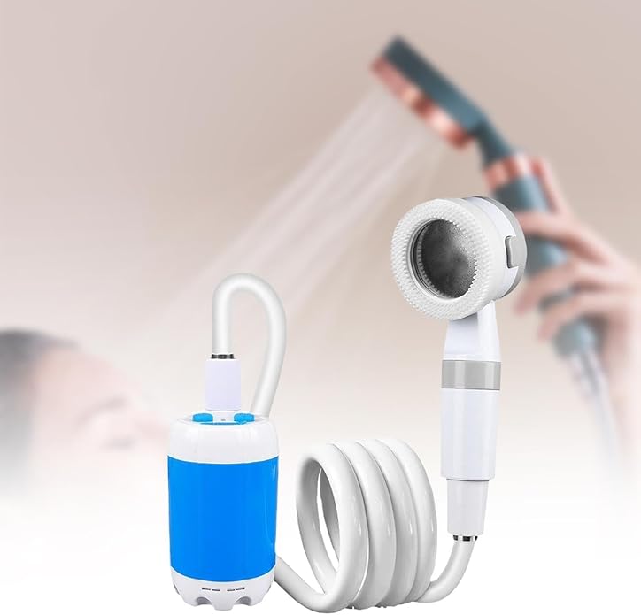 Electric Portable Outdoor Camp Shower Pump Travel Shower for Plants Car Wash Pet Cleaning USB Rechargeable 80.71inch Multicolor