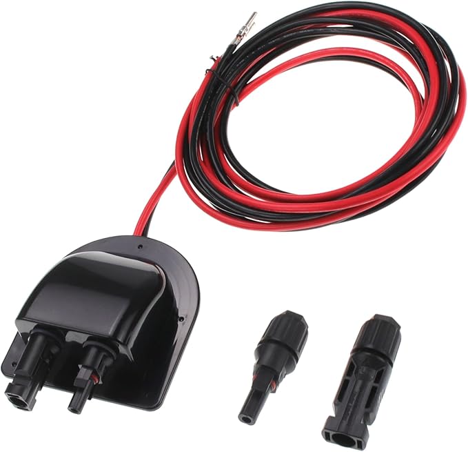ZOOKOTO 10Ft 10 AWG Soft Copper Cable ABS UV Resistance Dual Cable Entry Housing with 2 solar connectors for Solar Project on Rv BoatCamperVan Weatherproof Black