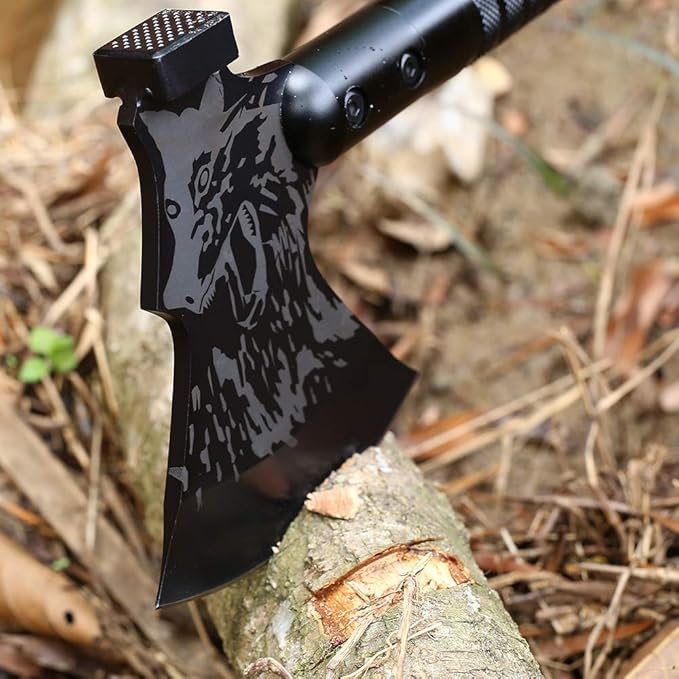 LIANTRAL Survival Camping Axe Folding Tactical Axe Hatchet with Hammer Nylon Sheath for Outdoor Adventures