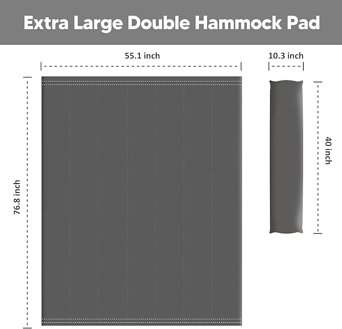 SUNCREAT Outdoor Portable Hammock Pad 2 Person Polyester Hammock Pad Dark Gray