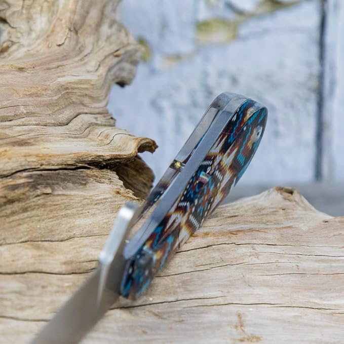 WHISKEY BENT HAT CO. Bullcutter 2 Fixed Blade Knife 440C Stainless Steel 3 Blade w/Leather Sheath (Southwest Sand)