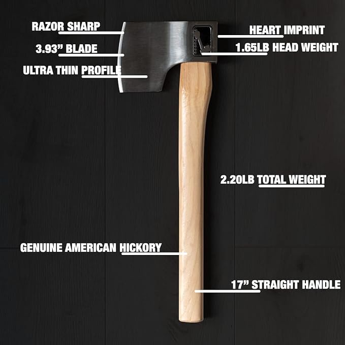 Queen of Hearts Throwing Axe: World Axe Throwing League Premium Competition Throwing Axe WATL Throwing Hatchet with Square Hickory Wooden Handle (Square Handle)