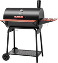 Royal Gourmet CC1830V 30 Barrel Charcoal Grill with Wood-Painted Side Front Table 627 Square Inches Cooking Space for Outdoor Backyard Patio and Parties Black