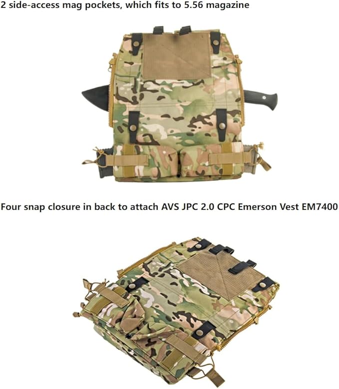 ACEXIER Tactical Zip-on Panel Zipper-on Pouch Hunting Bag Airsoft Molle Plate Carrier for A.VS-JPC 2.0 Vest