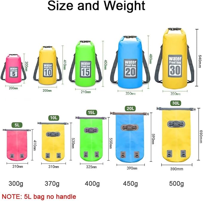 Waterproof Dry Bag 2pcs 5L/10L/15L/20L/30L Outdoor Sport PVC Waterproof Storage Dry Bag for Canoe Kayak Rafting Swimming Travel Kit Sack Backpack for SwimmingBoating(Black 20L)