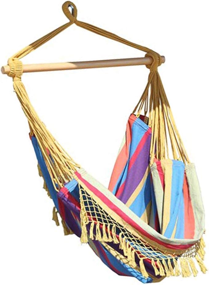 Vivere Cotton Hammock Chair with Hardwood Spreader Bar - 250 lb Capacity (Paradise)