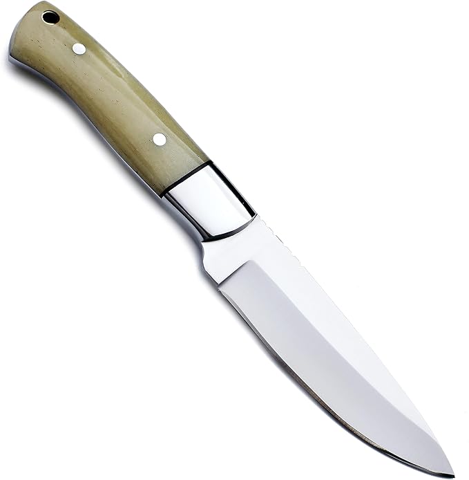 GCS Handmade D2 Tool Steel Tactical Hunting Knife with Leather Sheath and Full Tang Handle Designed for Hunting and Camping &amp EDC GCS 761