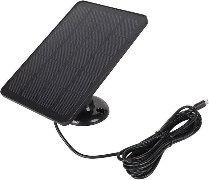 Solar Panel for Security Camera Outdoor 5V 4W High Efficiency Panel Camera Charger with 9.84ft Power Cord 360 Degree Rotation Efficient Conversion (Black)