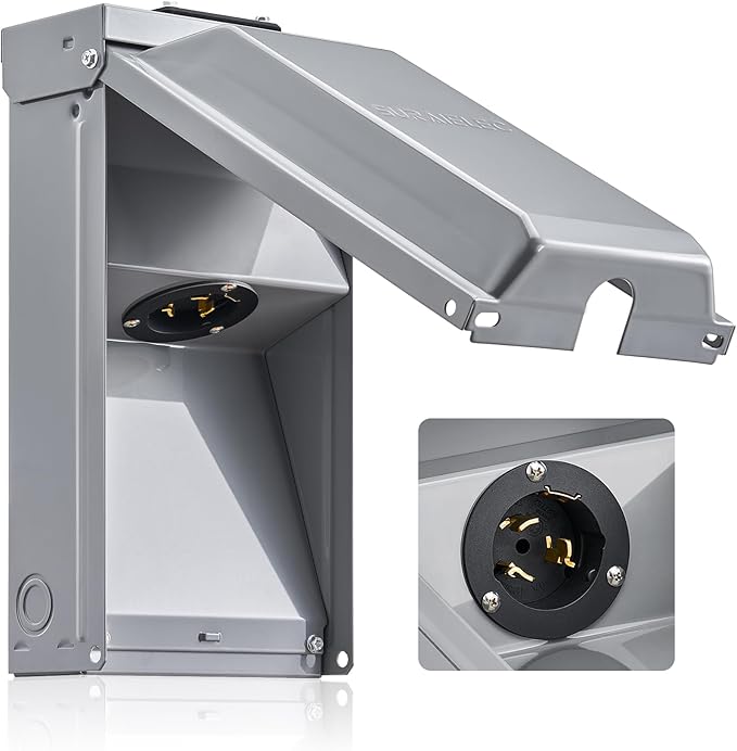 SURAIELEC 50 Amp Generator Power Inlet Box NEMA SS2-50P Generator Box for 3-Prong Generator Cord 120/240V 12000W Weatherproof Outdoor Outlet Receptacle