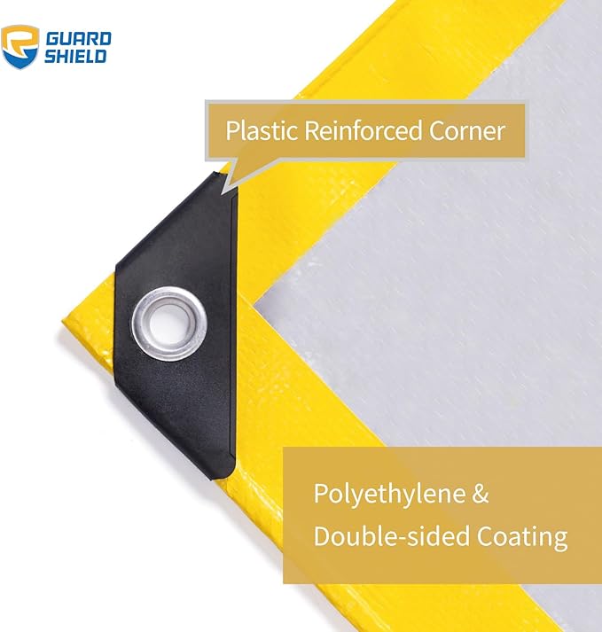 GUARD SHIELD Tarp 16x20 Feet Waterproof Yellow/Silver Tarps 8Mil Multi Purpose UV Resistant Cover for OutdoorCampingTentBoats