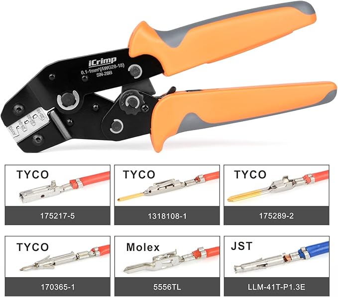 iCrimp SN-28B Dupont Crimping Tool for 3.96mm 2.54mm 2.5mm Pitch Dupont JST XH VH Connectors AWG 18 to 28
