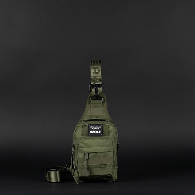 WOLFpak 4L Mini Tactical Sling Bag (OD Green) Compact Crossbody Backpack for Gym Travel &amp EDC | Tactical Shoulder Bag with Multiple Pockets – Lightweight Durable Sling Pack for Men &amp Women