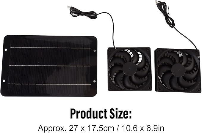 Solar Powered Fan Kit 10W 12V Solar Attic Fan for Chicken Coop Greenhouse Dog House Shed Exhaust Cooling Ventilation